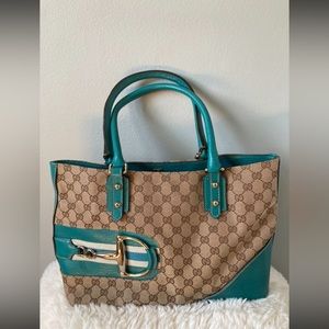 BEAUTIFUL TOTE IN KHAKI / TEAL